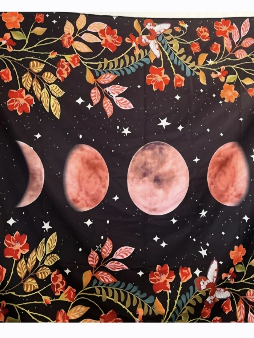 Floral Moon Phases Tapestry